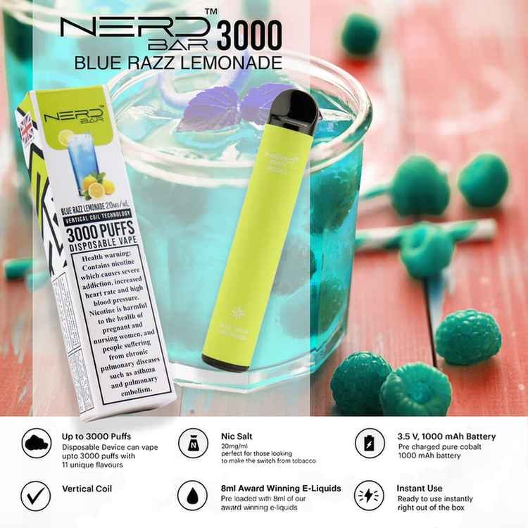 Blue Razz Lemonade NERD Bar 3000 Puffs