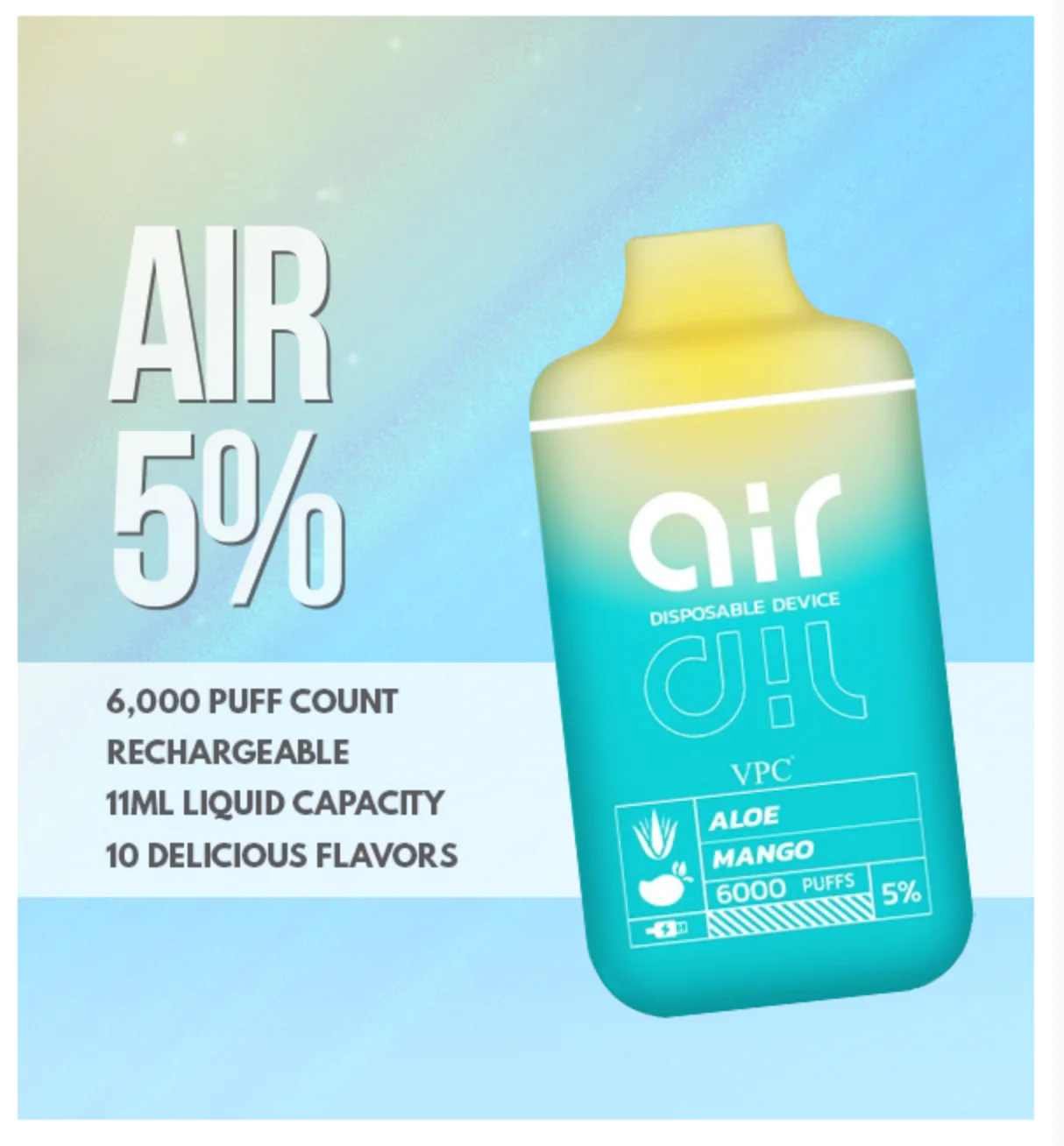 AIR Vape - Aloe Mango - (6000 Puffs)