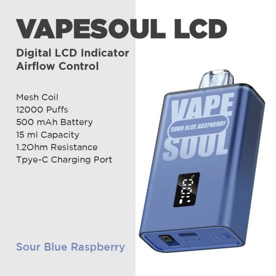 Sour Blue Raspberry - Vapesoul LCD (12000 Puffs)