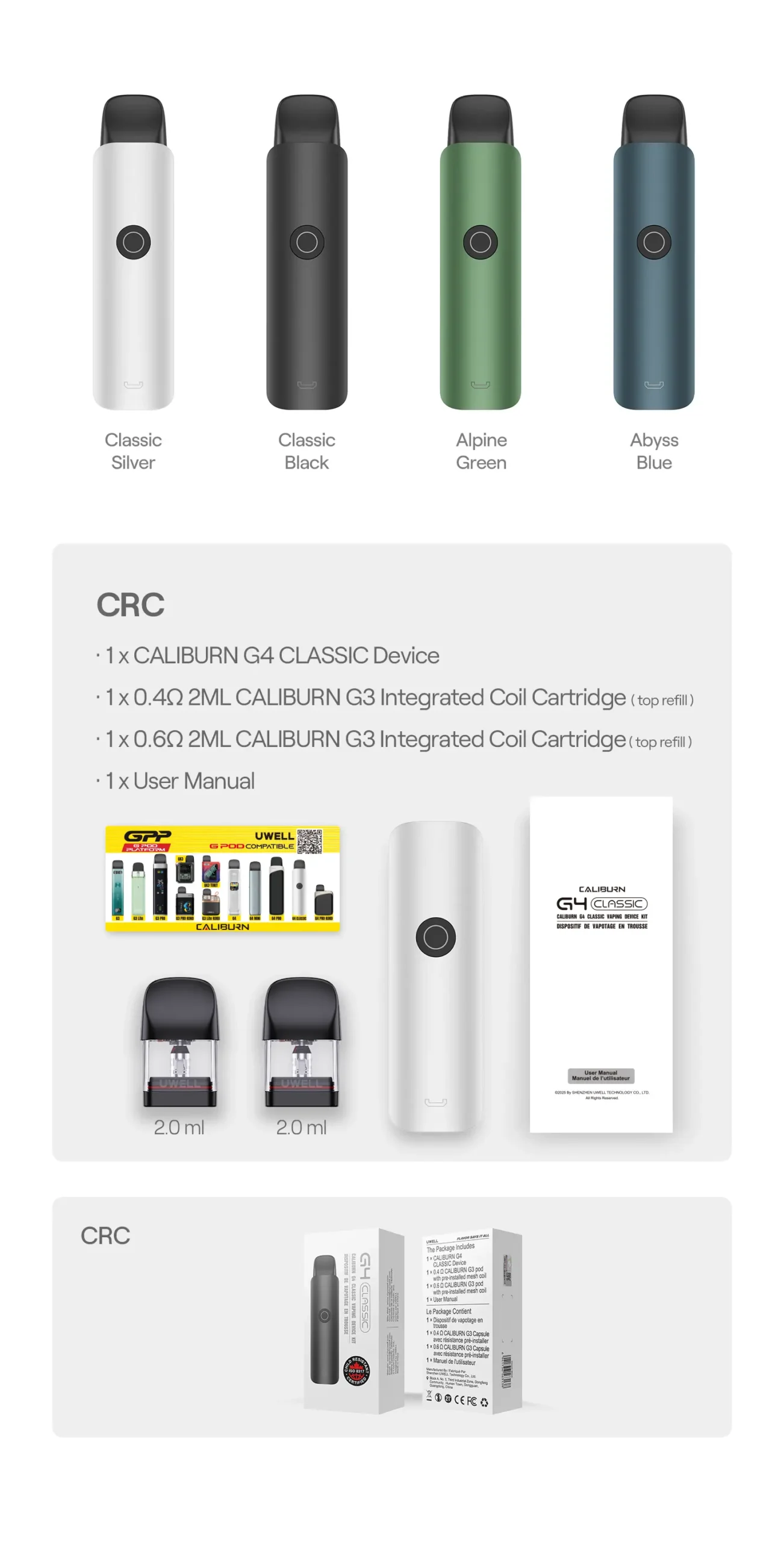 Uwell Caliburn G4 Classic – Pod System Kit