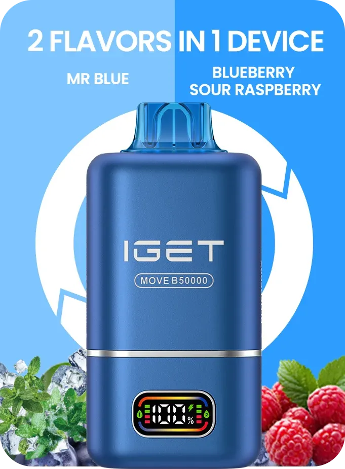 IGET Move | Mr. Blue + Blue Sour Raspberry | 2 Flavors in 1 Device